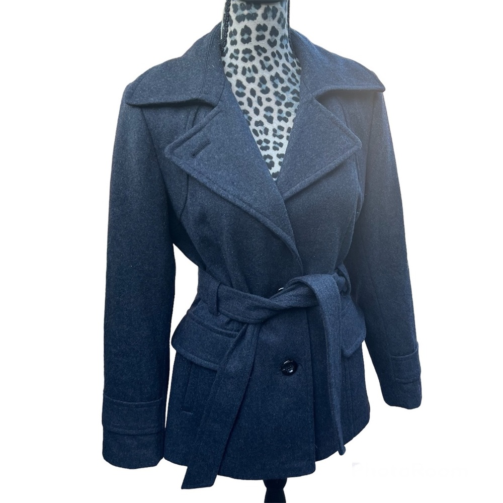 VTG Giacca Gray Wool blend button up Trench Coat Size medium ❤️